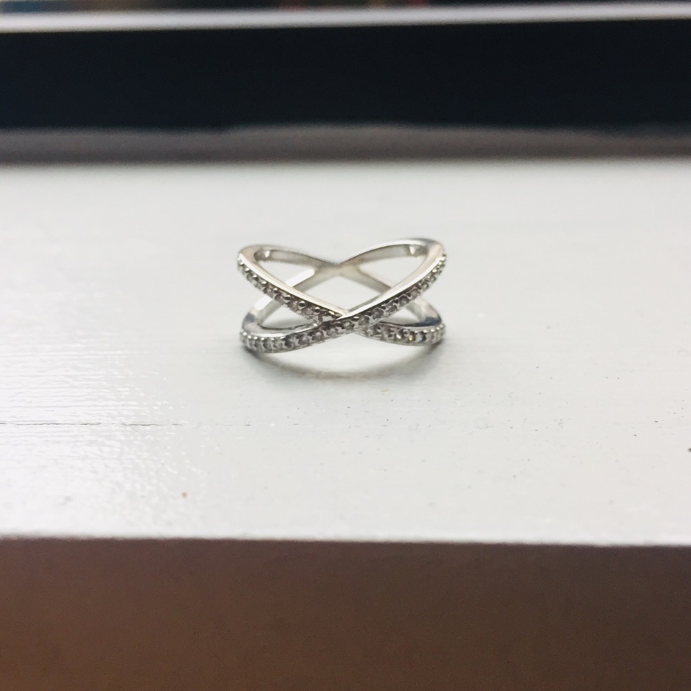 Silver Crossover Statement Ring